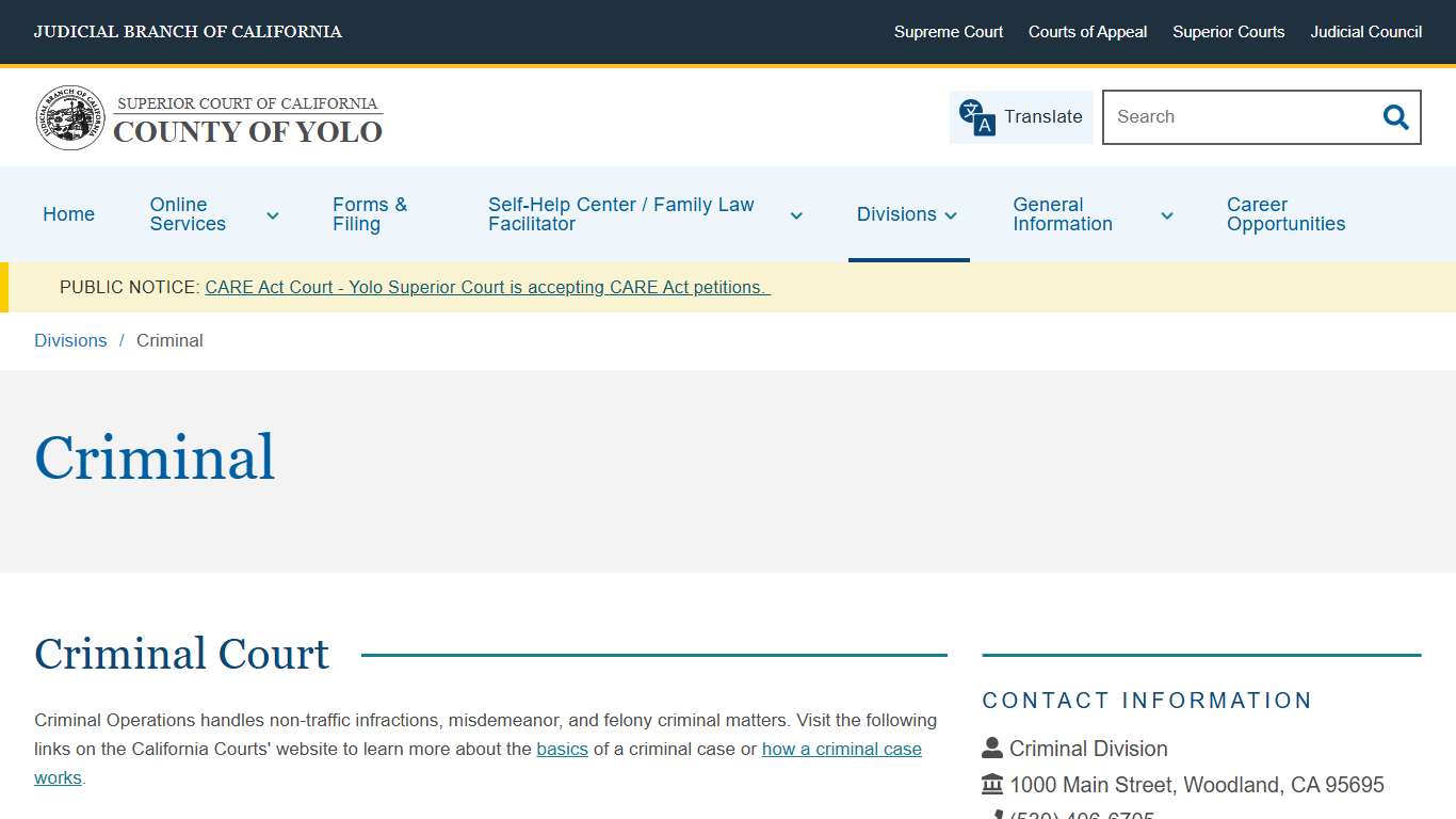 Criminal County of Yolo