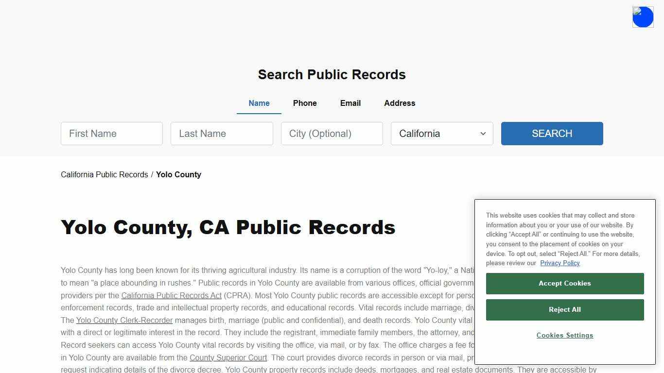 Yolo County, CA Public Court, Arrest and Inmate Records - ThePublicIndex